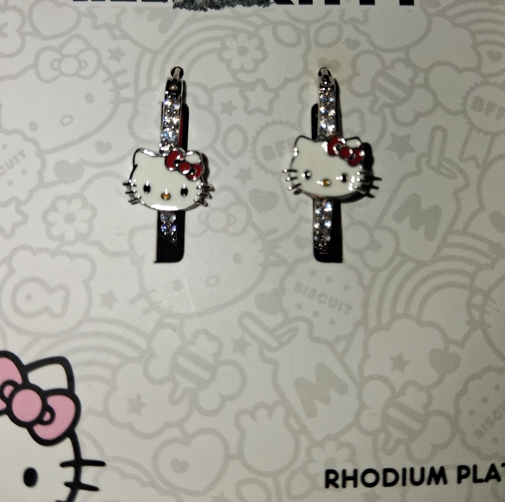 Hello Kitty Rhodium Plated Earrings
